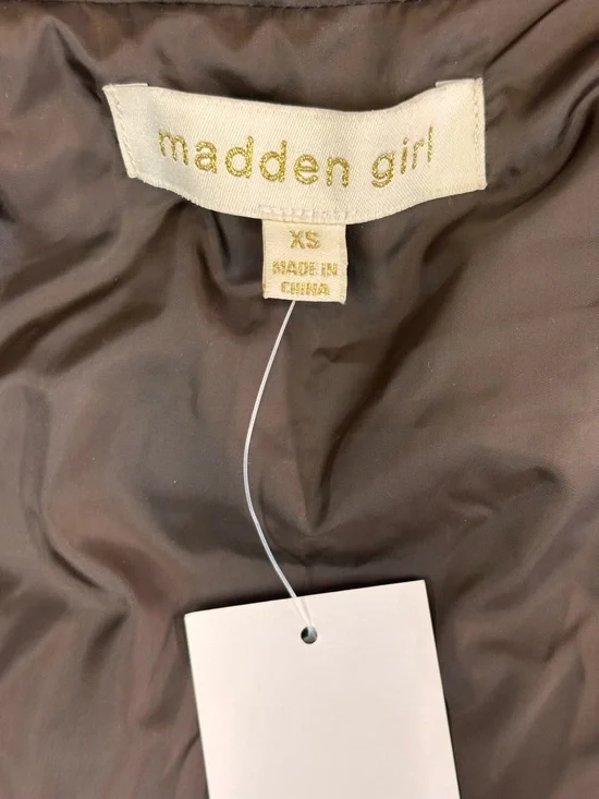 Madden Girl Star Quilted Puffer Vest Brown XS Zip Up NWT - Picture 8 of 12